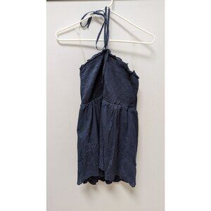 speechless Navy Halter-Neck Ruched Babydoll Blouse